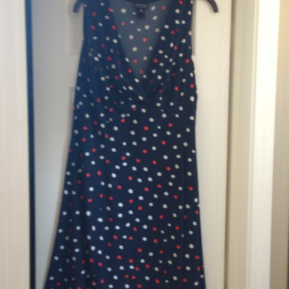 Ladies 16W red white and blue polka dot dress